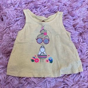 Baby Gap Yellow Toddler Tank with Glitter Girl Graphic